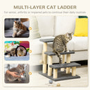 PawHut Dog Steps for Bed 3 Step Pet Stairs Cat Tree Tower w/ Jute Toy Ball Grey