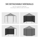 Outsunny 3.9m Outdoor Gazebo Canopy Party Tent with 6 Removable Side Walls