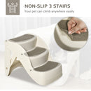 PawHut Foldable Pet Stairs 3 Steps with Non-slip Mats for Small Dogs, Cream
