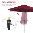 Outsunny Patio Umbrella Parasol Sun Shade Garden Aluminium Wine Red 2.7M