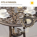 Outsunny 3 PCs Aluminium Garden Coffee Table Set w/ Parasol Hole & Cushions