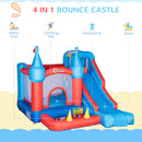Outsunny 4 in 1 Kids Bouncy Castle Inflatable Slide Climbing Wall w/ Air Blower