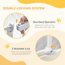 PawHut 74-80cm Adjustable Metal Pet Gate Safety Barrier w/ Auto-Close Door White