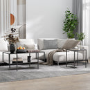 HOMCOM Coffee Table with Tempered Glass Top, Centre Table with 2-Tier Storage