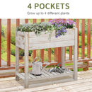 Elevated Wooden Planter Garden Grow Box with 2 tiers, 4 Pockets, 81x40x79cm