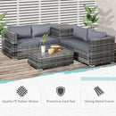 Outsunny 6Pcs Rattan Sofa Set Garden Sectional Garden Wicker Furniture Cushion