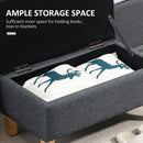 HOMCOM Linen Storage Ottoman Box Toy Chest Footstool with Rubberwood Legs