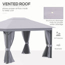 Outsunny 4 x 3(m) Patio Gazebo Garden Shelter w/ Curtains and Netting, Grey
