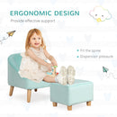 HOMCOM Toddler Chair 2pcs Kids Sofa Set Sofa & Ottoman for 3-5 years old Blue