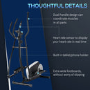 HOMCOM Elliptical Cross Trainer w/ Adjustable Resistance, LCD Monitor, Wheels