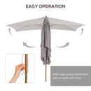 Outsunny 2 x 3(m) Wood Garden Parasol Sun Shade Patio Umbrella Canopy Light Grey