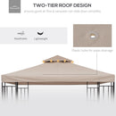 Outsunny 3(m) 2 Tier Garden Gazebo Top Cover Replacement Canopy Roof Deep Beige