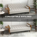 HOMCOM 3-Seater Sofa Bed Click-Clack Button-Tufted Settee Recliner Couch Beige
