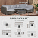 Outsunny 7PC Rattan Furniture Sectional Sofa Set Coffee Table Buckle Structure