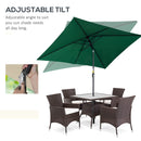 Outsunny 3x2m Patio Parasol Canopy Tilt Crank 6 Ribs Sun Shade Garden Green