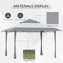 Outsunny 4 x 4m Outdoor Pop-Up Canopy Tent Gazebo Adjustable Legs Bag Grey