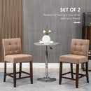 HOMCOM Modern Fabric Bar Stools Set of 2 Bar Chairs with Back Wood Legs Brown