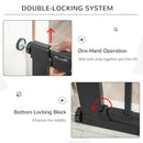PawHut 75-82 cm Pet Safety Gate Pressure Fit Stair w/ Small Door Double Locking