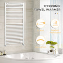 HOMCOM Heated Towel Rail, Hydronic Bathroom Ladder Radiator 600mm x 1200mm White