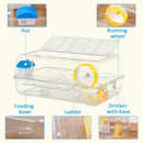 PawHut Portable 2 Storey Hamster Cage w/Running Wheel Drinker Feeding Bowl