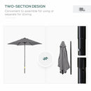 Outsunny 2m Parasol Patio Umbrella, Outdoor Sun Shade with 6 Ribs Dark Grey