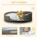 PawHut Wicker Dog Sofa Bed w/ Soft Water-resistant Cushion for Large Dogs