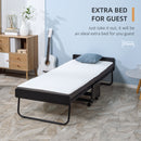 HOMCOM Folding Bed with Mattress, Portable Guest Bed with Memory Foam and Wheels