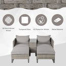 Outsunny 5pcs Patio Rattan Sofa Chaise Lounge Double Sofa Bed w/ Coffee Table