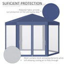 Outsunny Garden Hexagonal Gazebo Patio Outdoor Canopy Patio Party Tent Blue
