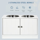PawHut Raised Dog Bowls for Large Dogs Feeding Station w/ Stand, Storage - White