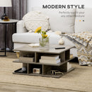 HOMCOM Square Modern 2-Tier Coffee Table with Multiple Storage Shelves Grey