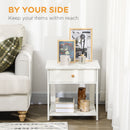 HOMCOM Bedroom Bedside Table, Sofa Side Table with Drawer and Shelf, White