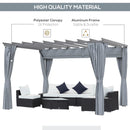 Outsunny 3.6 x 3(m) Outdoor Retractable Pergola Gazebo Sun Shade Canopy Curtains