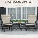 Outsunny 3PCS Outdoor Gliding Chairs w/ Table Set Patio Garden Furniture Khaki