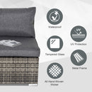 Outsunny Outdoor Garden Furniture Rattan Single Middle Sofa w/ Cushion Dark Grey