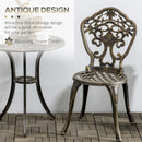Outsunny 3 Piece Cast Aluminium Bistro Set w/ Parasol Hole for Balcony, Patio