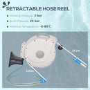 Outsunny Retractable Hose Reel Wall Mounted w/ Lead-in Hose and Handle, 10m