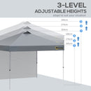 Outsunny 3x3(M) Pop Up Gazebo Canopy Tent w/ 1 Sidewall Carrying Bag Grey