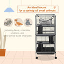 PawHut Rolling Small Animal Cage for Chinchillas Ferrets Kittens W/ Ramp