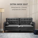 HOMCOM 3-Seater Sofa Velvet Feel Fabric Sofa Couch w/ Cylindrical Pillows, Grey