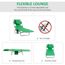Outsunny Beach Chaise Lounge Portable Adjustable Backrest with Face Cavity Green