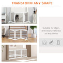 PawHut Foldable Wooden Pet Gate w/ 3 Panels 2 Support Feet for Small Dogs White