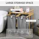HOMCOM Bamboo Laundry Basket with Shelf Pull-out Bags for Bedroom Laundry Room