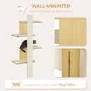 PawHut Four-Layer Cat Shelf Wall-Mounted Cat Tree w/ Cushions, Scratching Board