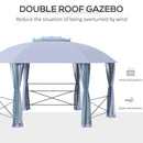 Outsunny 4 x 4.7(m) Gazebo Canopy, Hexagon Tent w/ Netting Steel Frame Grey