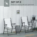 Outsunny 2Pcs Outdoor Patio Folding Chairs, Portable Garden Loungers Cream White