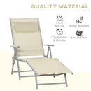 Outsunny Sling Patio Reclining Chaise Lounge Garden Furniture Folding, Beige