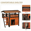 PawHut Cat House Outdoor Kitten Shelter Puppy Kennel w/ Balcony Stairs Roof