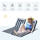Outsunny 2 Pieces Outdoor Beach Mat Steel Reclining Chair Set w/ Pillow Blue