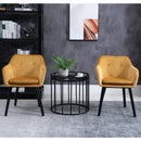 HOMCOM Modern Upholstered Fabric Bucket Seat Dining Armchairs Set of 2 Yellow